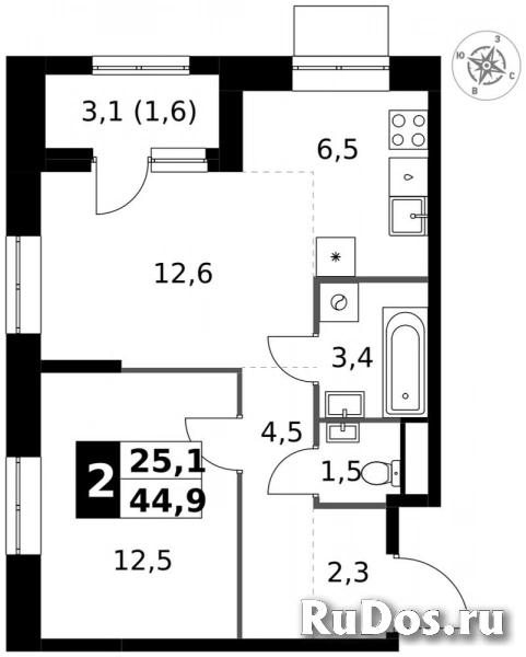 Продам 2 комнатную квартиру 44.9 м2 фотка