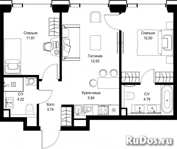 Продам 2 комнатную квартиру 55.33 м2 фотка