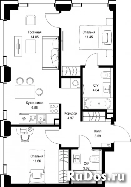 Продам 2 комнатную квартиру 61.36 м2 фотка