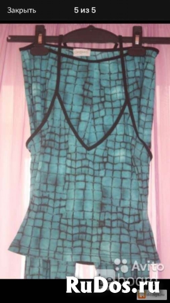 Костюм брючный испания 46 м голубой клеш стретч летний женский би фотка