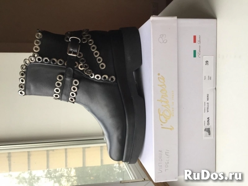 Ботинки новые Lestosa Италия 39 размер кожа черные платформа мода фотка