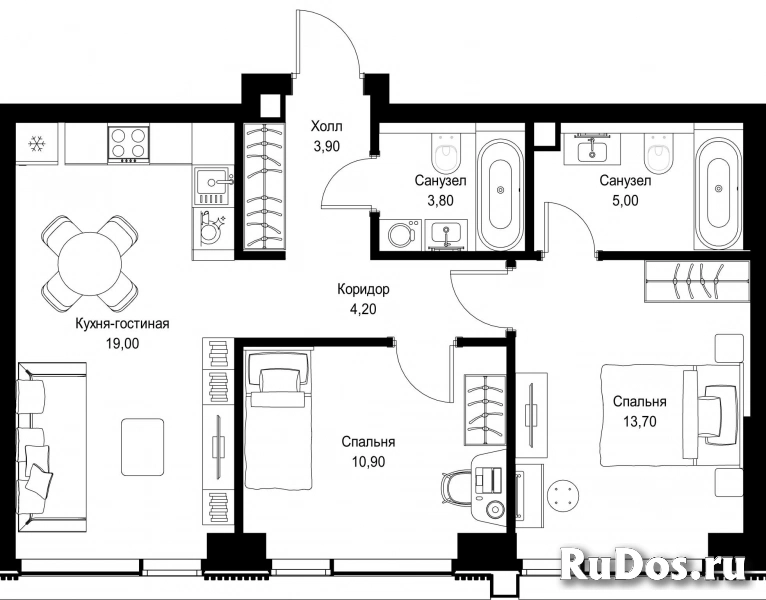 Продам 2 комнатную квартиру 60.5 м2 фотка