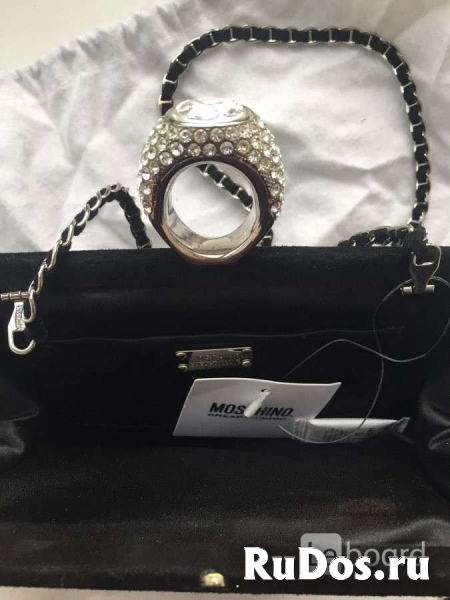 Сумка клатч новая moschino италия оригинал черная замша стразы св изображение 5