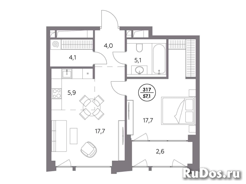 Продам 1 комнатную квартиру 57.1 м2 изображение 3