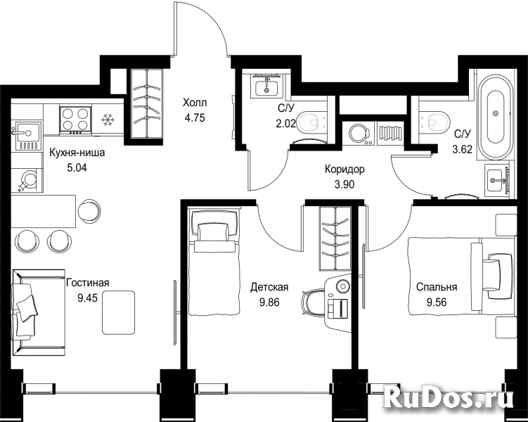 Продам 2 комнатную квартиру 48.21 м2 фотка