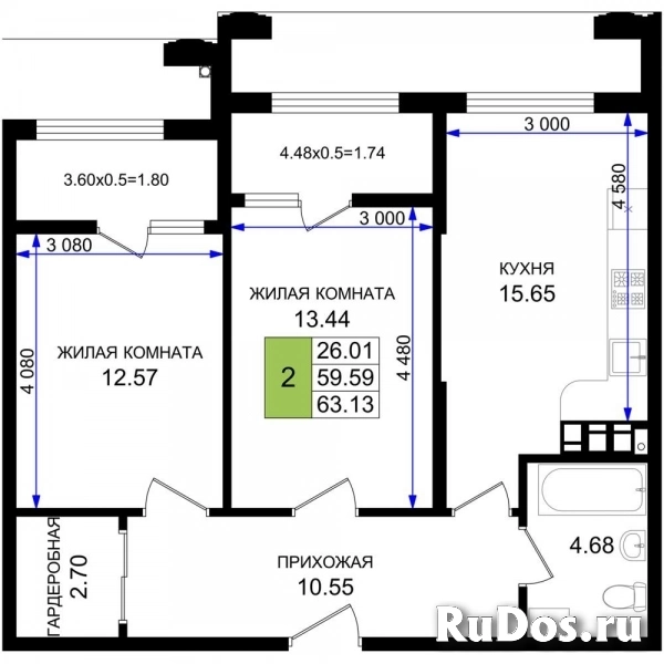 Продам 2 комнатную квартиру 63 м2 фото
