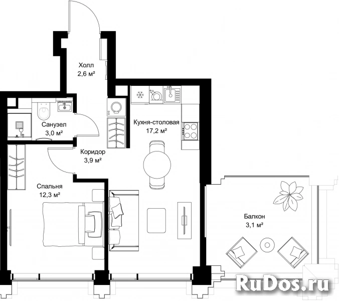 Продам 1 комнатную квартиру 42.1 м2 фотка