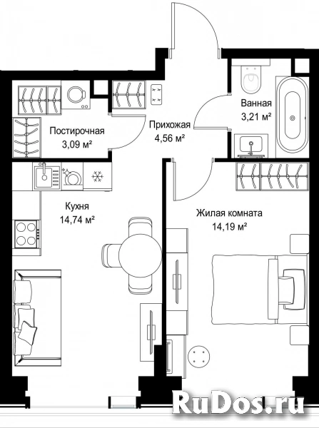 Продам 1 комнатную квартиру 39.79 м2 фотка
