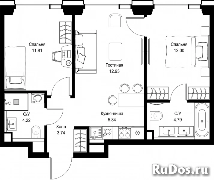 Продам 2 комнатную квартиру 55.33 м2 фотка