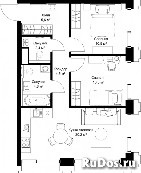 Продам 2 комнатную квартиру 58.3 м2 фотка