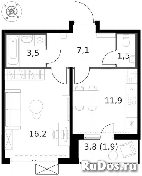 Продам 1 комнатную квартиру 42.1 м2 фотка