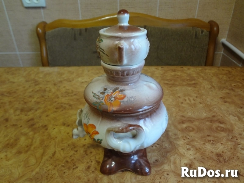 Керамический самовар с чайником декоративный изображение 6