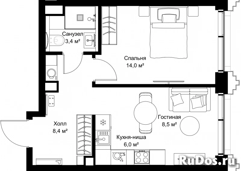 Продам 1 комнатную квартиру 40.3 м2 фотка