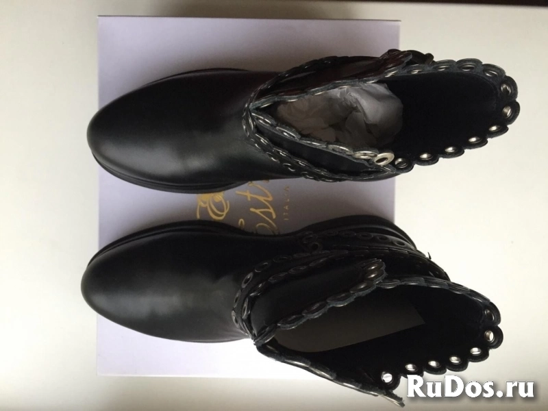 Ботинки новые Lestosa Италия 39 размер кожа черные платформа мода изображение 3