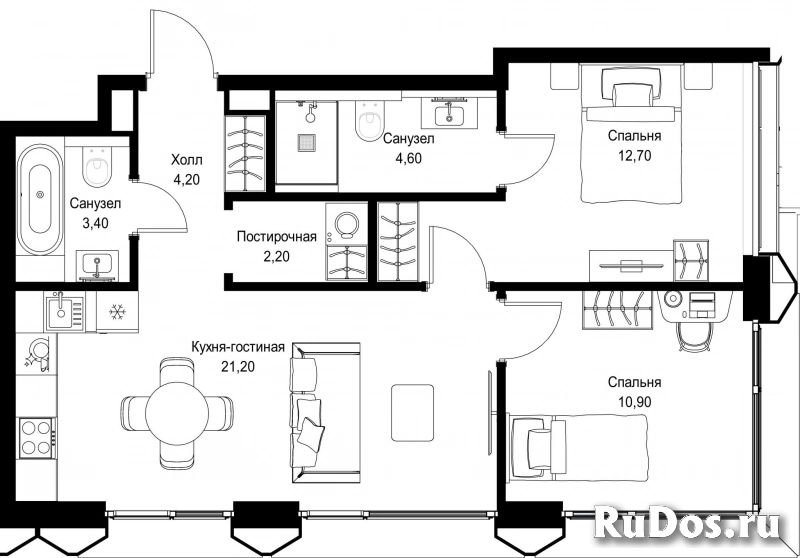 Продам 2 комнатную квартиру 59.2 м2 фотка
