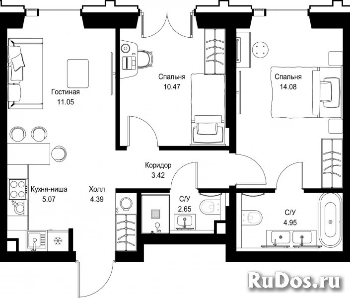 Продам 2 комнатную квартиру 56.08 м2 фотка
