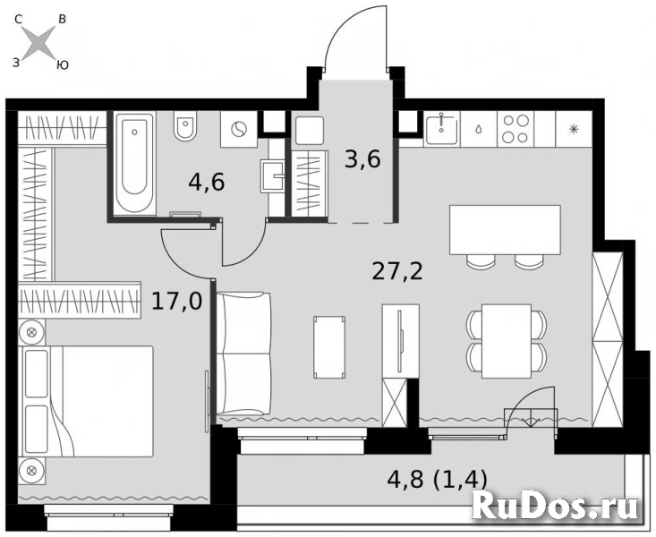 Продам 2 комнатную квартиру 53.8 м2 фотка