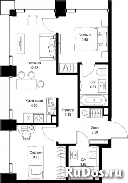 Продам 2 комнатную квартиру 53.22 м2 фотка