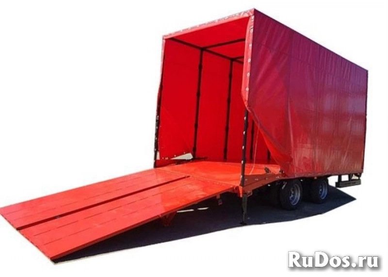 Низкорамный прицеп 9855-30 с гидравлическим трапом, каркас, тент фотка