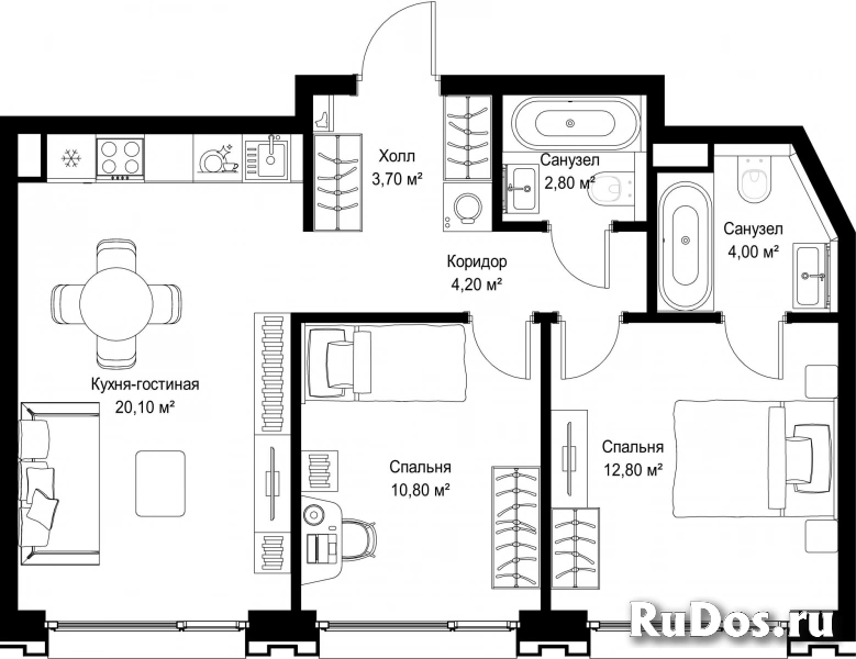 Продам 2 комнатную квартиру 58.4 м2 фотка