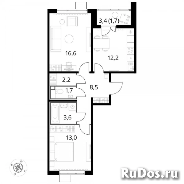 Продам 2 комнатную квартиру 59.2 м2 фотка