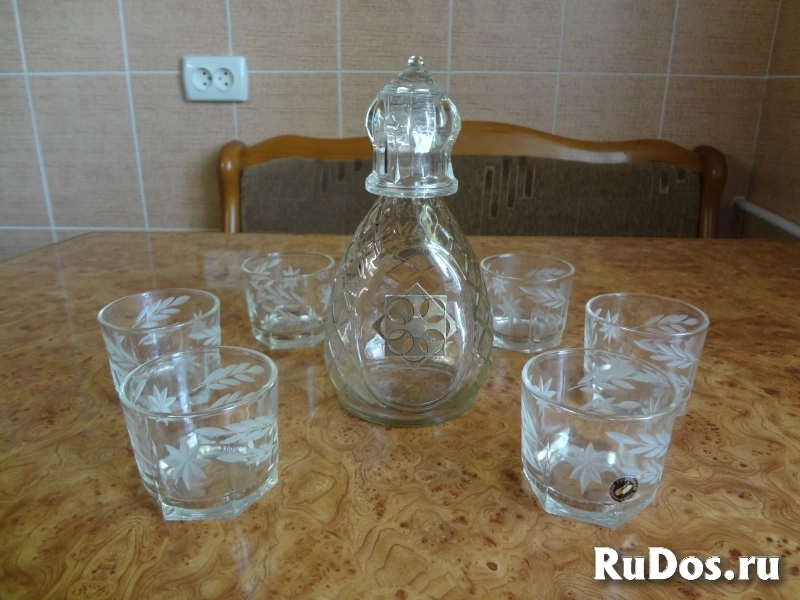 Штоф со стопками Гусь Хрустального завода фотка