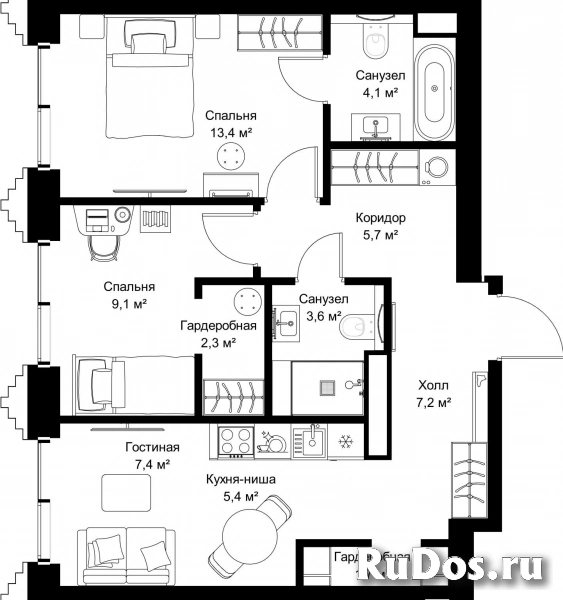 Продам 2 комнатную квартиру 59.9 м2 фотка