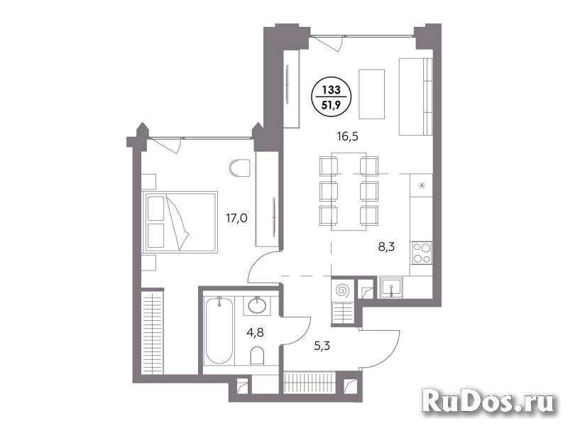 Продам 1 комнатную квартиру 51.9 м2 изображение 3