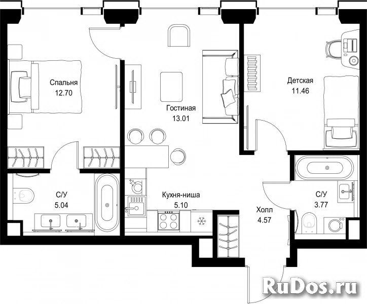 Продам 2 комнатную квартиру 55.65 м2 фотка