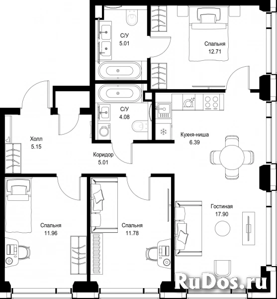 Продам 3 комнатную квартиру 80.74 м2 фотка