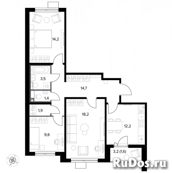 Продам 3 комнатную квартиру 77.7 м2 фотка