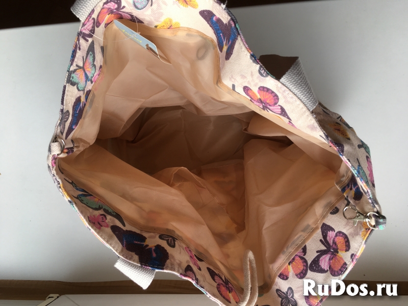 Сумка новая женская большая пляжная тканевая текстиль цвет натура изображение 3