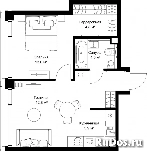 Продам 1 комнатную квартиру 46.2 м2 фотка
