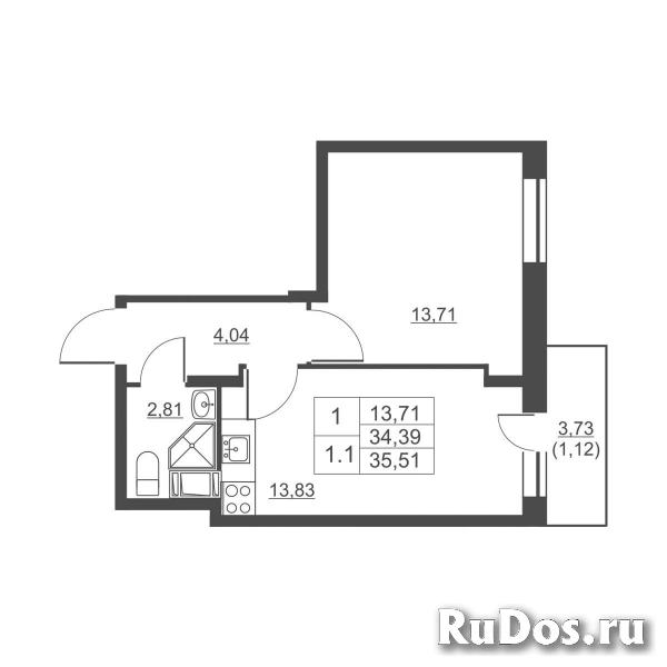 Продам 1 комнатную квартиру 34 м2 фотка