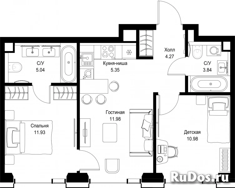 Продам 2 комнатную квартиру 53.39 м2 фотка