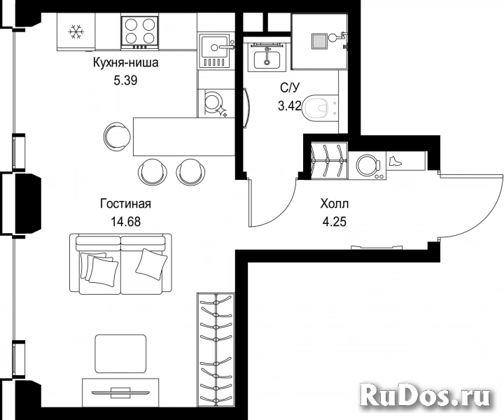 Продам 1 комнатную квартиру 27.74 м2 фотка