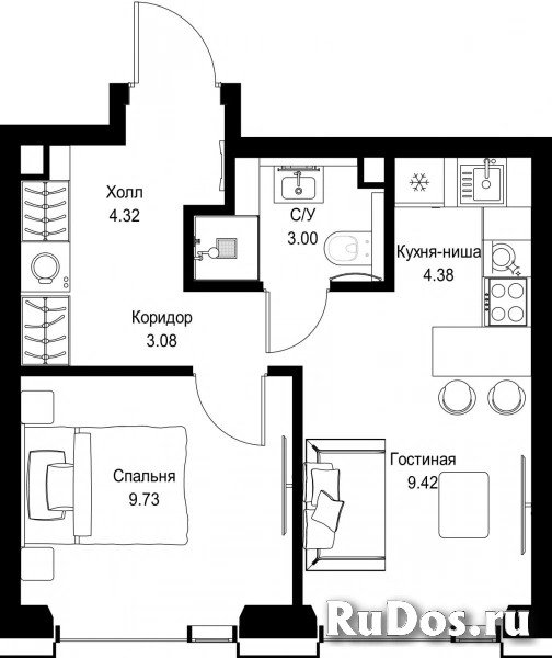 Продам 1 комнатную квартиру 33.93 м2 фотка