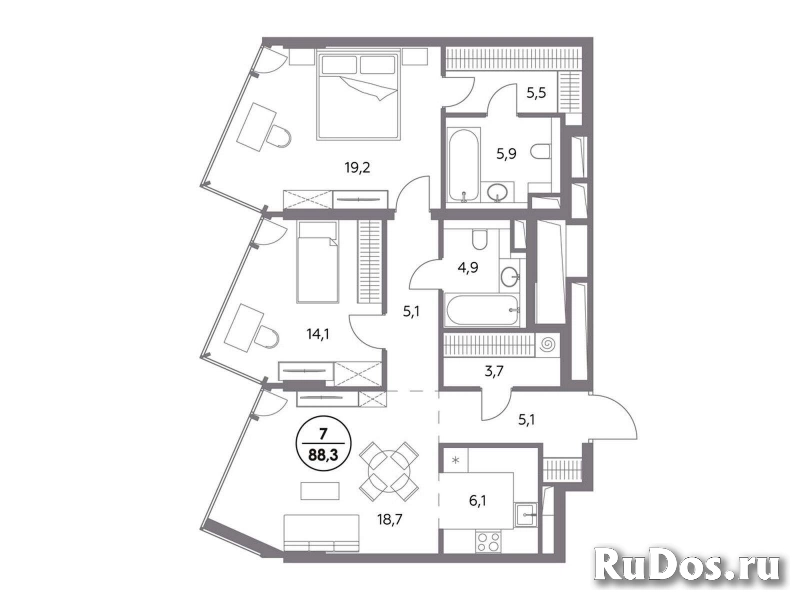 Продам 2 комнатную квартиру 88 м2 изображение 3