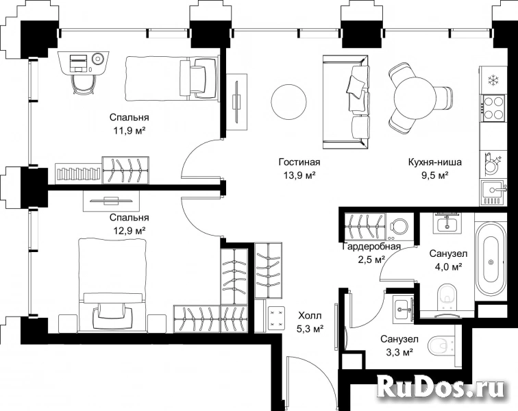 Продам 2 комнатную квартиру 63.3 м2 фотка
