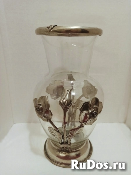 Ваза винтажная с оловянными розами, редкая изображение 8