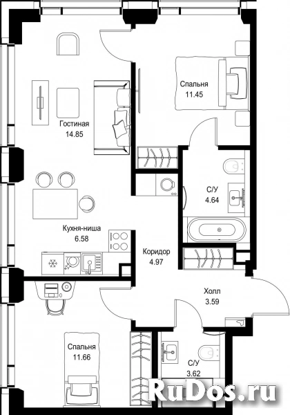 Продам 2 комнатную квартиру 61.36 м2 фотка