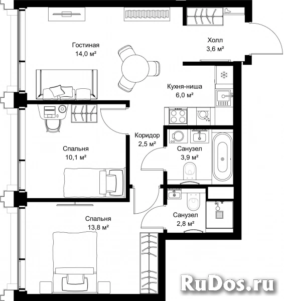 Продам 2 комнатную квартиру 56.7 м2 фотка