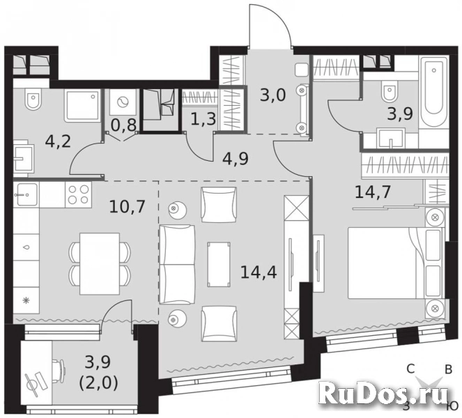 Продам 2 комнатную квартиру 59.9 м2 фотка