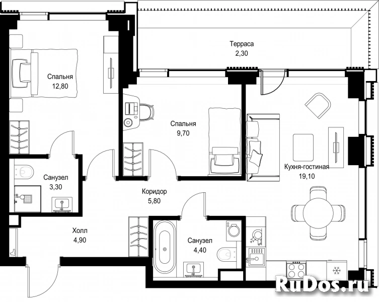 Продам 2 комнатную квартиру 62.3 м2 фотка