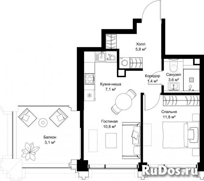 Продам 1 комнатную квартиру 43.6 м2 фотка
