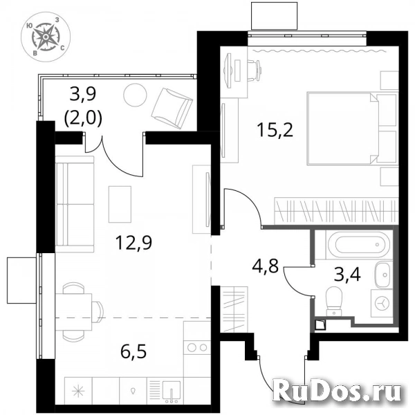 Продам 2 комнатную квартиру 44.8 м2 фотка