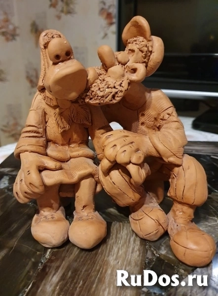 Фигурки из глины "На завалинке".Высота 15 см. Фигурки из полимерной глины ручная работа. изображение 3