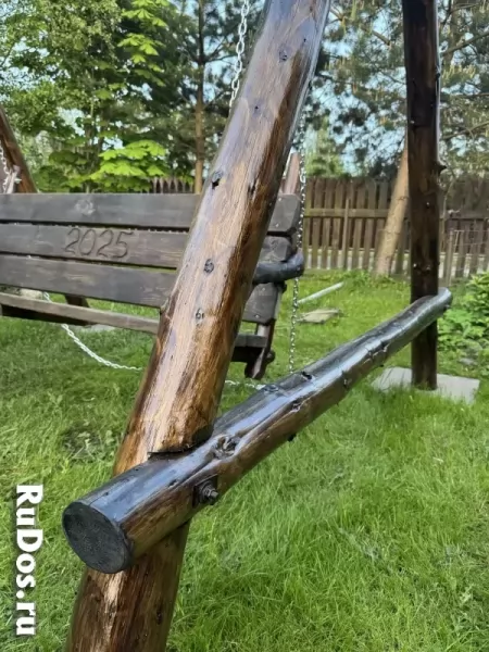 Деревянные садовые качели из массива сосны изображение 4