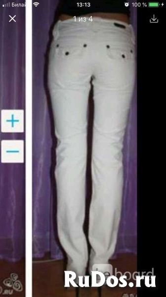 Джинсы veber италия 44 46 м бежевые стретч прямые по фигуре украш изображение 4