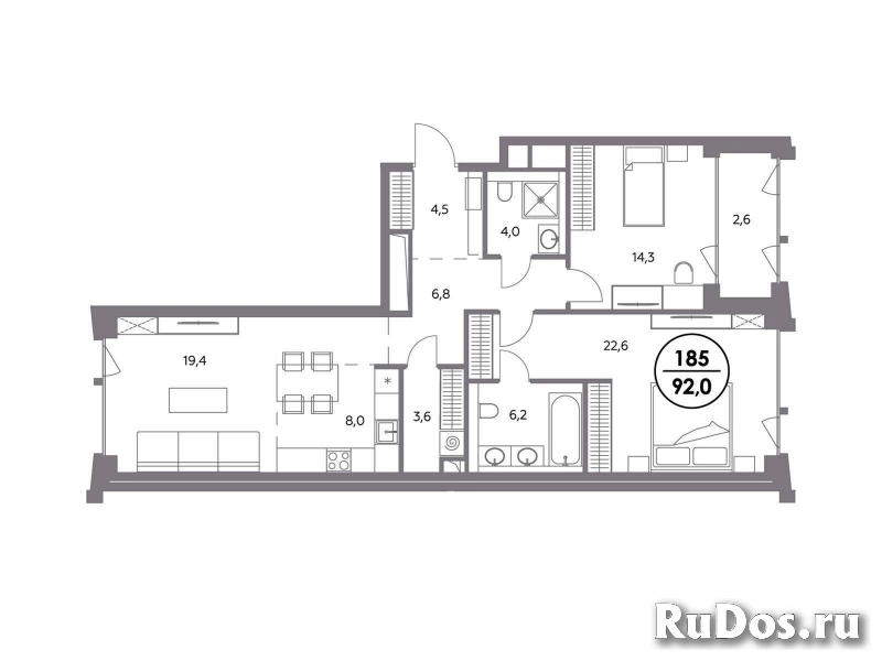 Продам 2 комнатную квартиру 92 м2 изображение 3